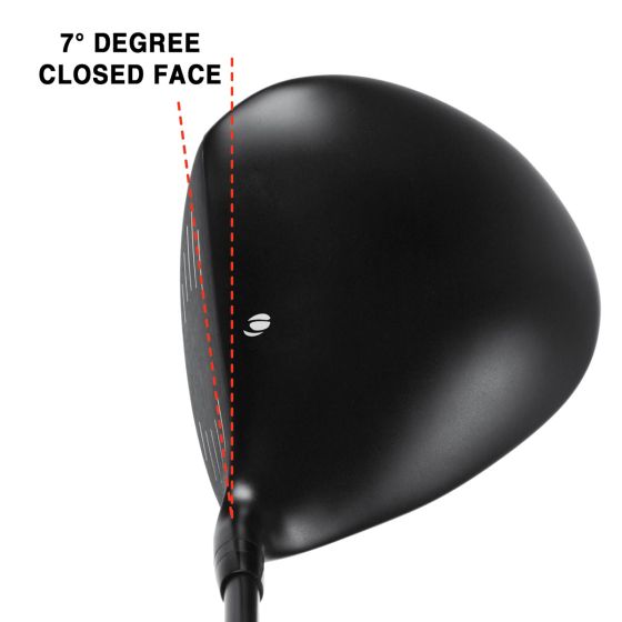 top view displaying Orlimar Slice Killer Titanium Driver's 7 degree closed face angle