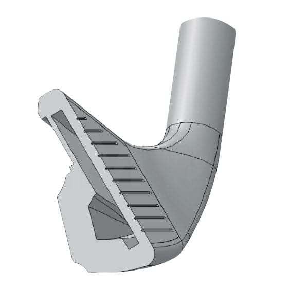 cut-away CAD view of the Dynacraft Prophet Muscle Blade's hollow bodied construction