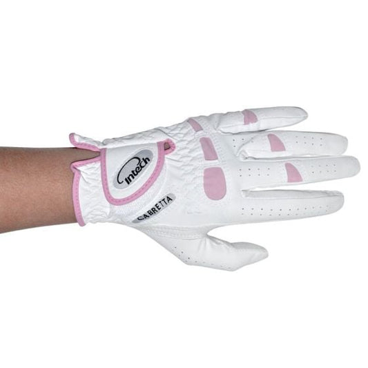 back view of the Intech Cabretta Women's Golf Glove on a person's hand