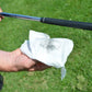 showing grime wiped away on a grip with a Karma Golf Grip Cleaning Wipe
