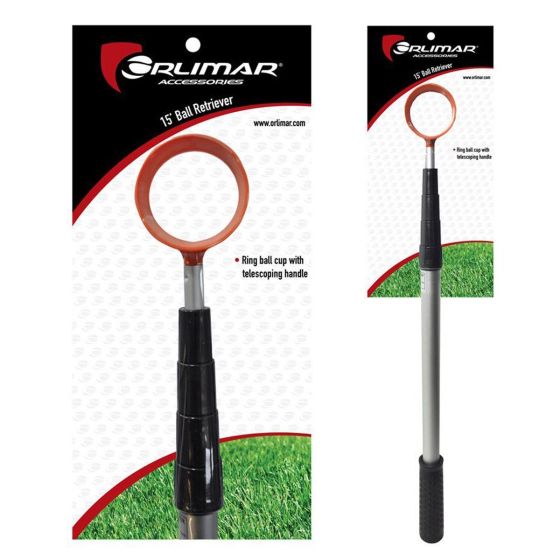 Retail packaging of the Orlimar Fluorescent Head Golf Ball Retriever