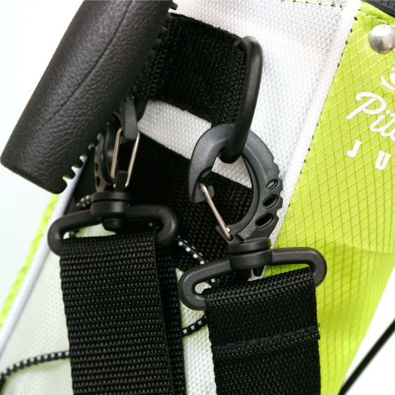 shoulder strap clips on the Lime Green Orlimar Pitch 'N Putt Junior Lightweight Stand / Carry Golf Bag