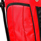 Up close of fabric of the Orlimar ATS Junior Boys' Red/Black Series Stand Bag (Ages 9-12)