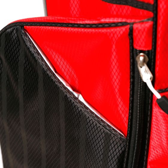 Zippered side pocket for the Orlimar ATS Junior Boys' Red/Black Series Stand Bag (Ages 9-12)