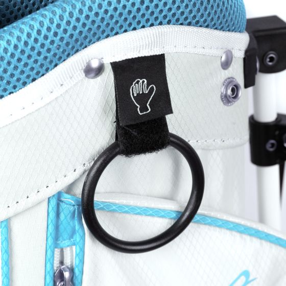 Velcro glove holder and towel ring on Orlimar ATS Junior Girls Sky Blue Series Stand Bag (Ages 9-12)