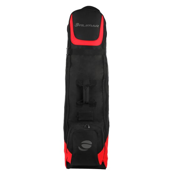 front view of the Orlimar 6.0 Deluxe Wheeled Golf Travel Cover - Black/Red