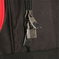 close up of zipper and lock for the Orlimar 6.0 Deluxe Wheeled Golf Travel Cover - Black/Red