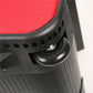 close up of a wheel on the Orlimar 6.0 Deluxe Wheeled Golf Travel Cover - Black/Red