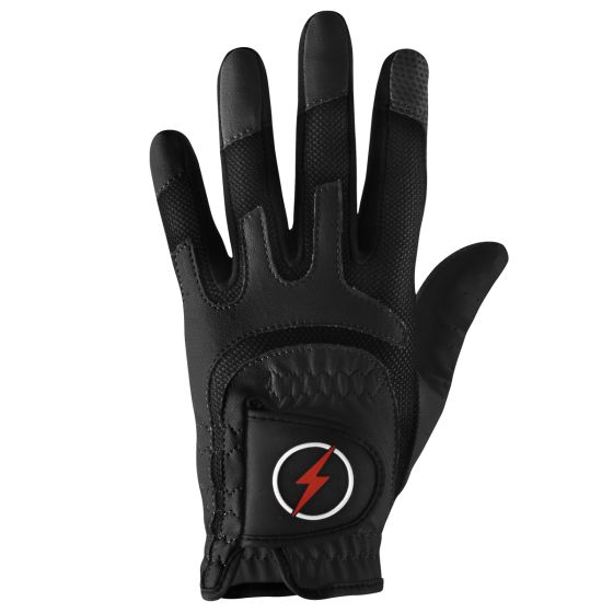 back view of the Powerbilt Junior One-Fit Golf Gloves (black)