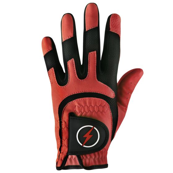 back view of the Powerbilt Junior One-Fit Golf Gloves (red)
