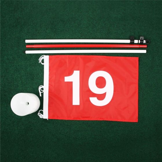 All pieces unassembled of the Tour Gear Portable Golf Flag with Cup