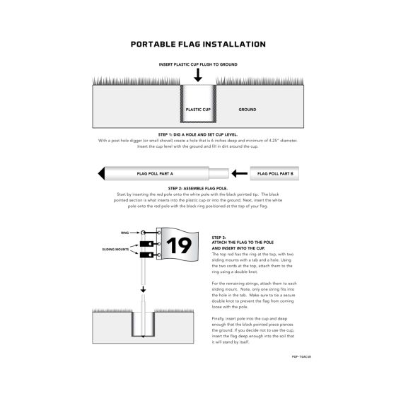 Tour Gear Portable Golf Flag with Cup installation instructions