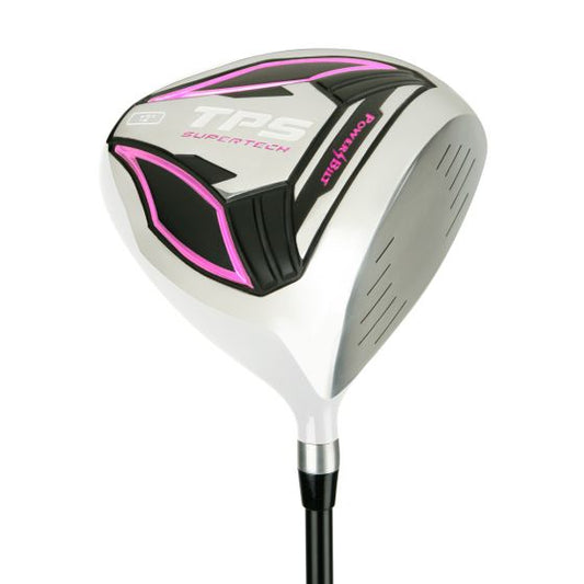 angled sole view of the Powerbilt Golf TPS Supertech White/Pink 12º Ladies Driver