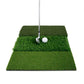 An iron and ball on the simulated rough area of the Orlimar Triple Surface Golf Hitting Mat