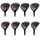 family view of the soles for all 8 lofts of the Acer XDS Fairway Woods