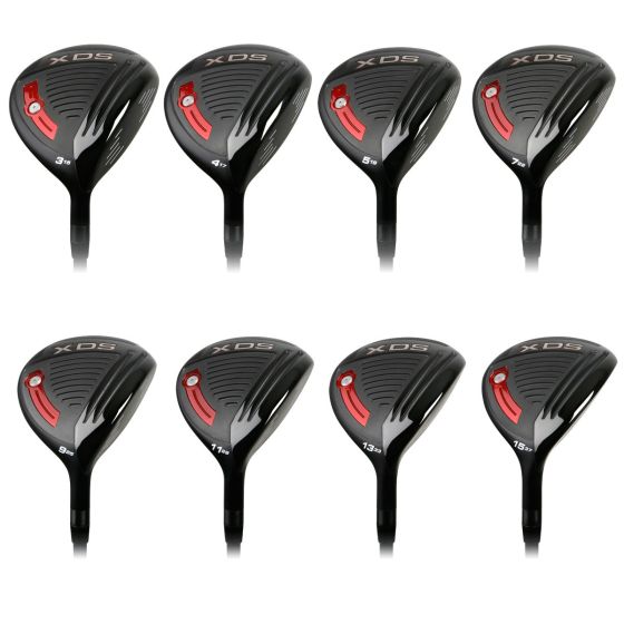 family view of the soles for all 8 lofts of the Acer XDS Fairway Woods