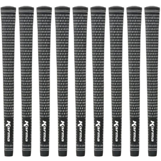 Karma Velour Black/White Standard - 9 Piece Golf Grip Bundle