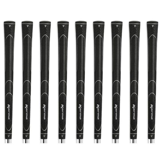 Karma Super Lite Black Midsize (+1/32") - 9 Piece Golf Grip Bundle