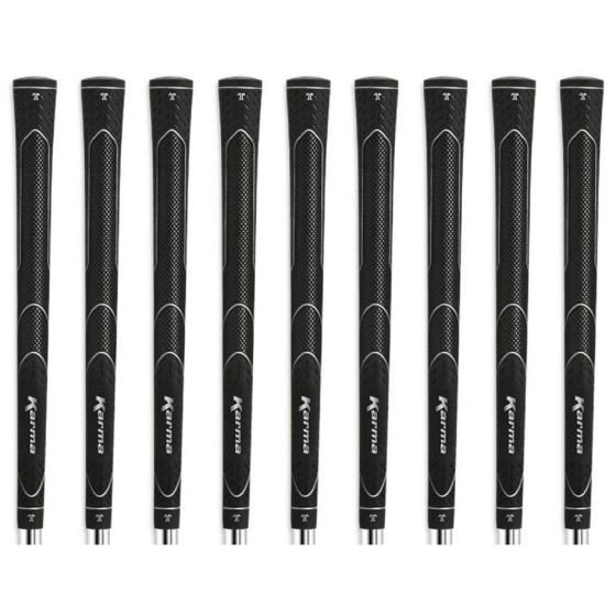 Karma Super Lite Black Jumbo (+3/32") - 9 Piece Golf Grip Bundle