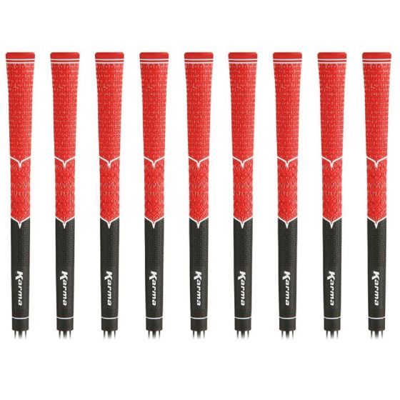 Karma V-Cord Black/Red Standard - 9 Piece Golf Grip Bundle