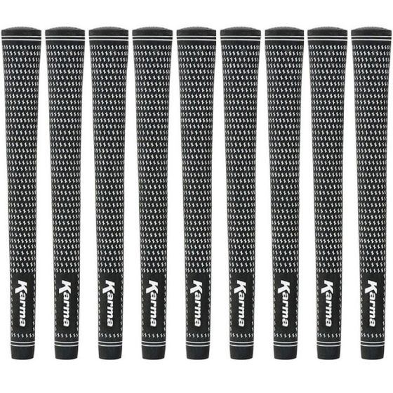 Karma Velour Black/White Jumbo (+1/16") -  9 Piece Golf Grip Bundle