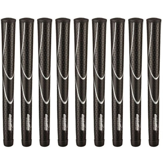 JumboMax Tour Series X-Small Black/Grey - 9 Piece Golf Grip Bundle