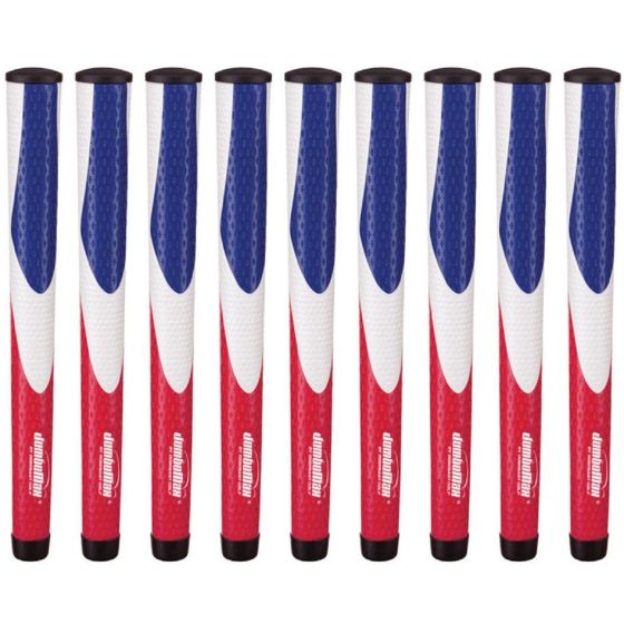 JumboMax Tour Series Medium Red/White/Blue - 9 Piece Golf Grip Bundle
