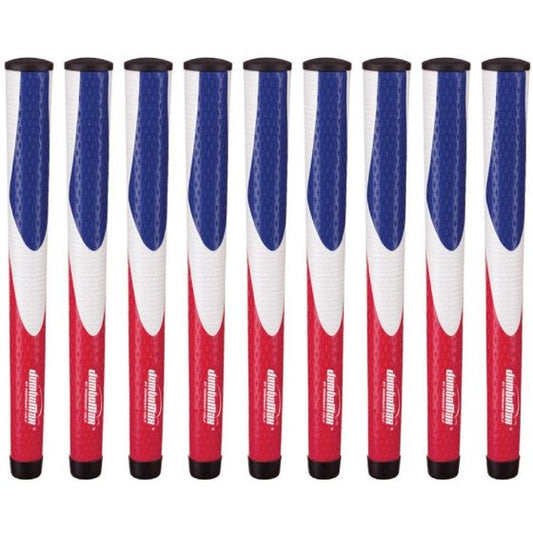 JumboMax Tour Series Medium Red/White/Blue - 9 Piece Golf Grip Bundle