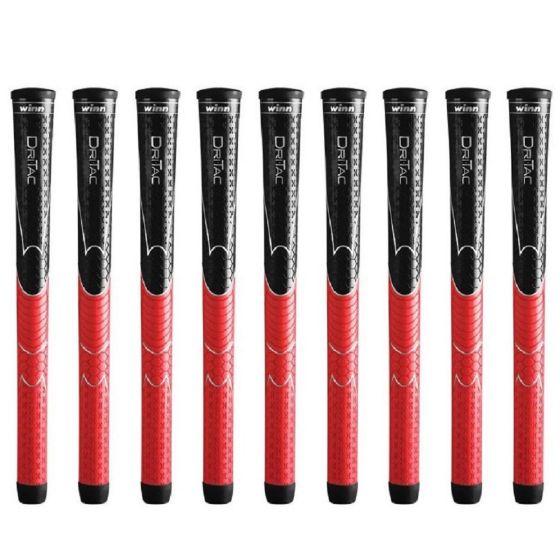 Winn Dri-Tac Standard Black/Red - 9 Piece Golf Grip Bundle