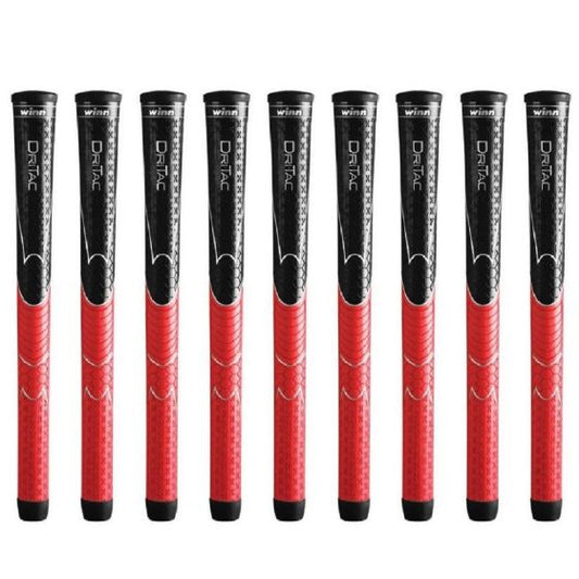 Winn Dri-Tac Standard Black/Red - 9 Piece Golf Grip Bundle
