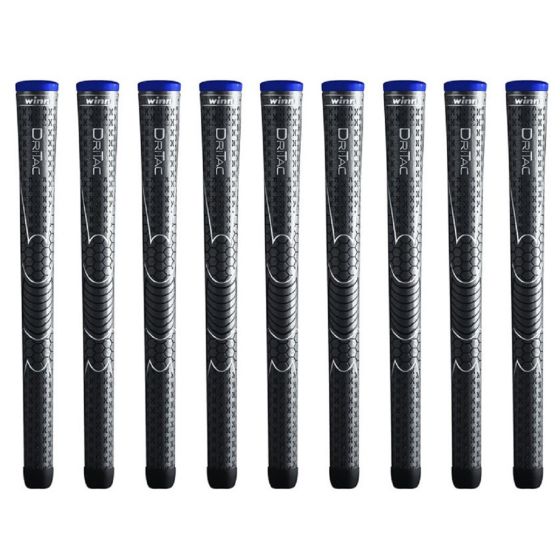 Winn Dri-Tac Midsize (+1/16") Dark Gray - 9 Piece Golf Grip Bundle