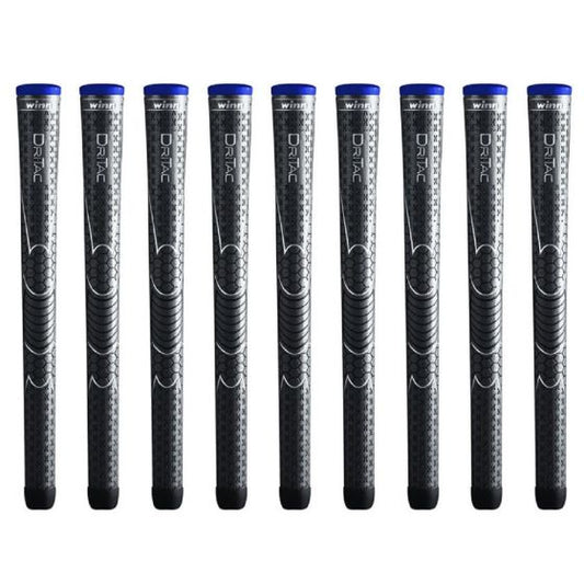 Winn Dri-Tac Midsize (+1/16") Dark Gray - 9 Piece Golf Grip Bundle
