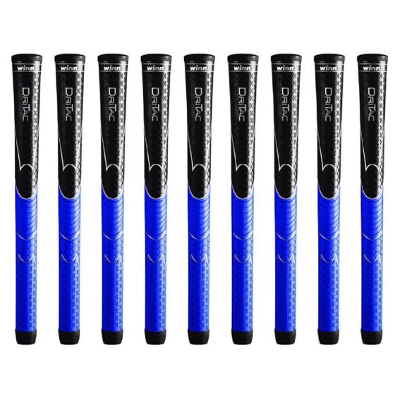 Winn Dri-Tac Midsize (+1/16") Black/Blue - 9 Piece Golf Grip Bundle