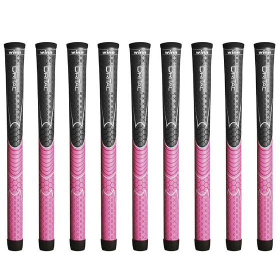 Winn Dri-Tac Undersize Gray/Pink - 9 Piece Golf Grip Bundle