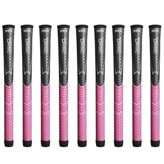 Winn Dri-Tac Undersize Gray/Pink - 9 Piece Golf Grip Bundle