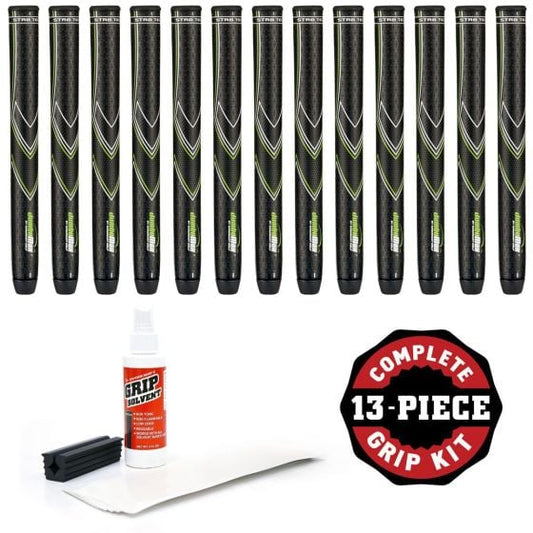 JumboMax STR8 TECH Non-Taper Tour Series Medium (+ 5/16") - 13 piece Golf Grip Kit (with tape and solvent and vise clamp)