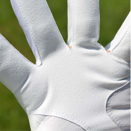 up close palm view of the Intech Cabretta Men's Golf Glove's ventilation