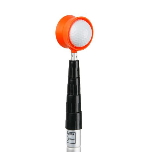 angled view of the Orlimar Fluorescent Head Golf Ball Retriever with ball in the head