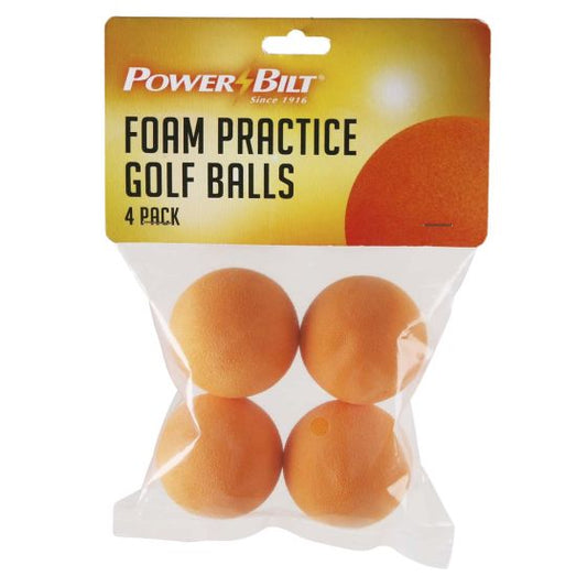 4-pack of Powerbilt Foam Practice Balls in their retail packaging
