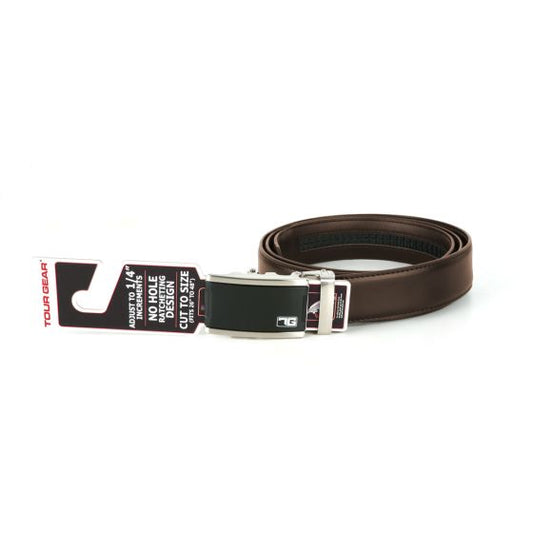 Tour Gear Custom Fit Golf Belt - Brown with Satin Black & Silver Buckle (with Hangtag)