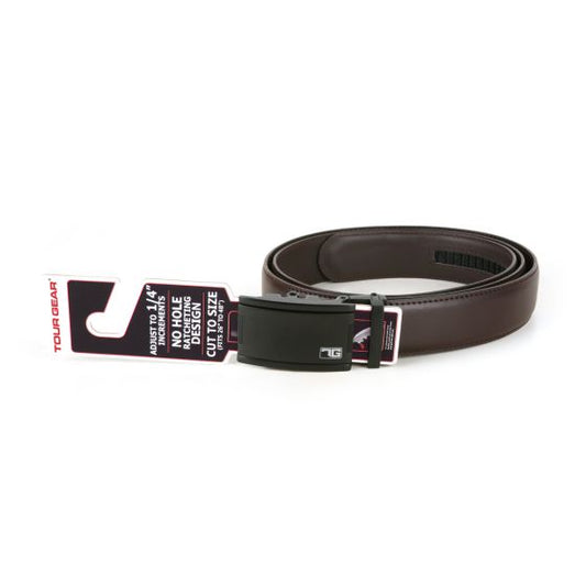 Tour Gear Custom Fit Golf Belt - Brown with Matte Black Buckle (with Hangtag)