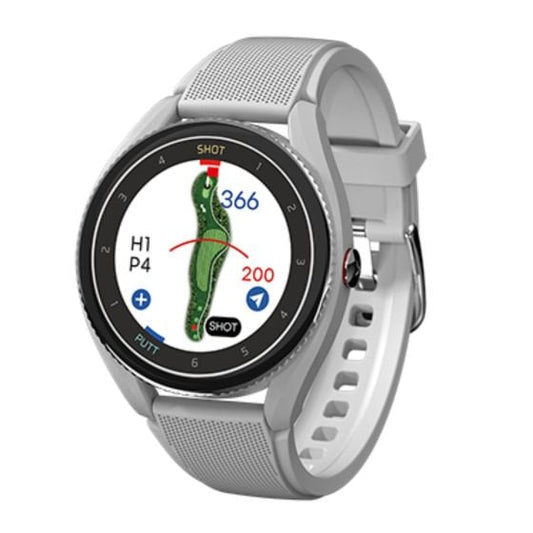 front left angled view of the black Voice Caddie T9 GPS Watch