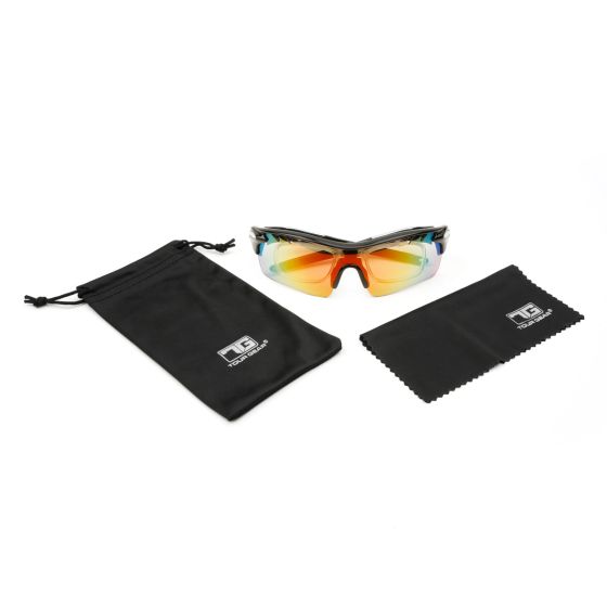gear 5 sunglasses Tour Gear Gloss Black Interchangeable Sunglasses (with 5 Lenses) – Golf Components Plus