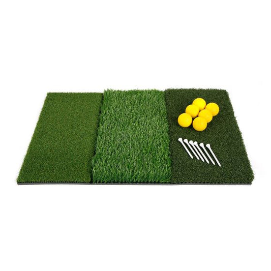 Orlimar Triple Surface Golf Hitting Mat with 6 balls and 6 tees